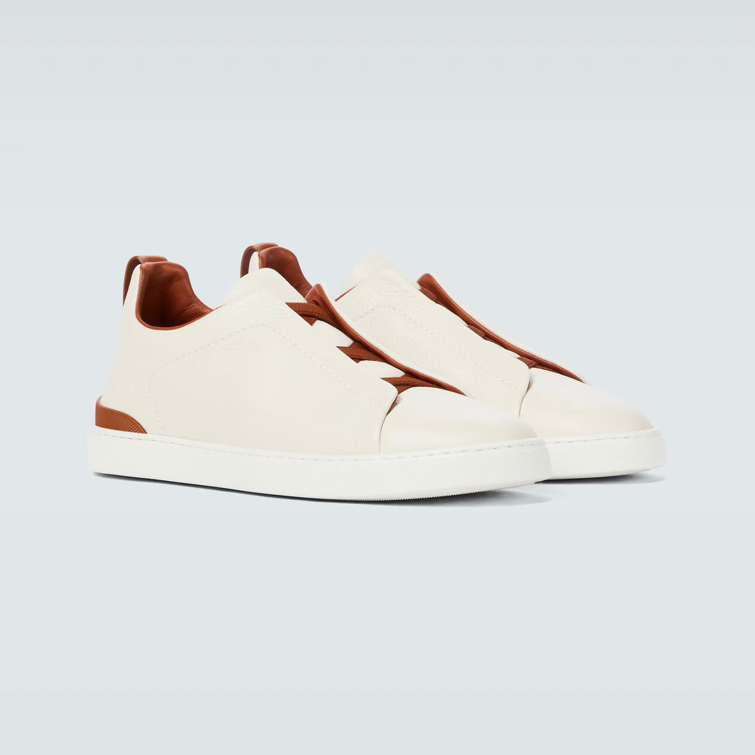 Zegna Triple Stitch leather sneakers WHITE TRIPLE STITCH