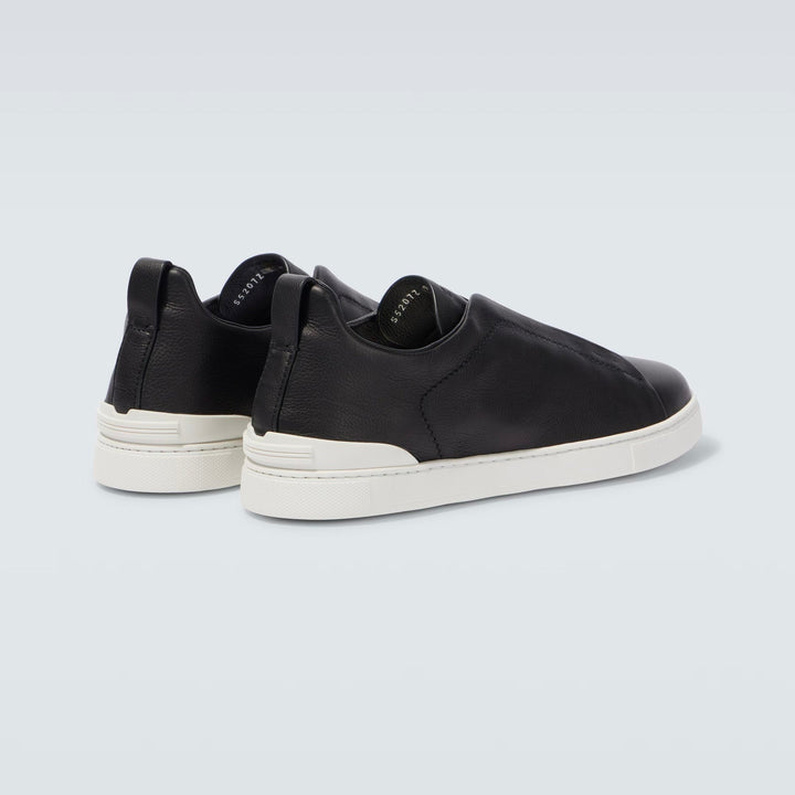 Zegna Triple Stitch leather sneakers BLACK SECONDSKIN TRIPLE STITCH