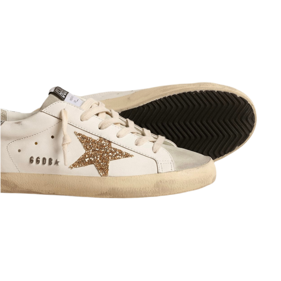 Golden Goose Super-Star White Ice Gray Gold Glitter (Women's)