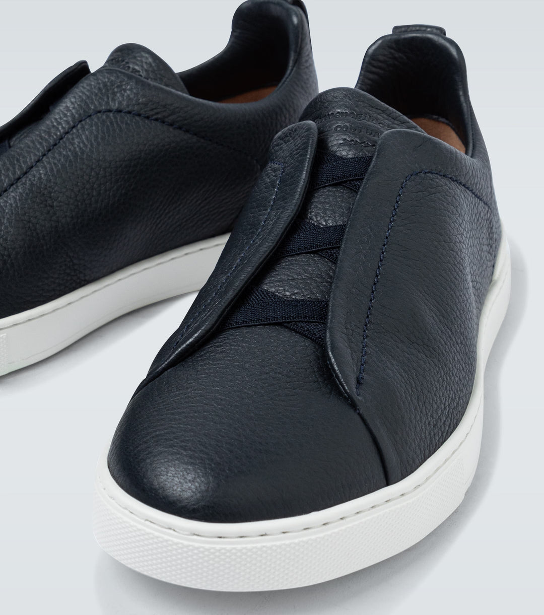 Zegna Triple Stitch leather sneakers BLUE TRIPLE STITCH