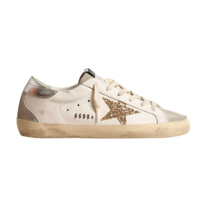 Golden Goose Super-Star White Ice Gray Gold Glitter (Women's)
