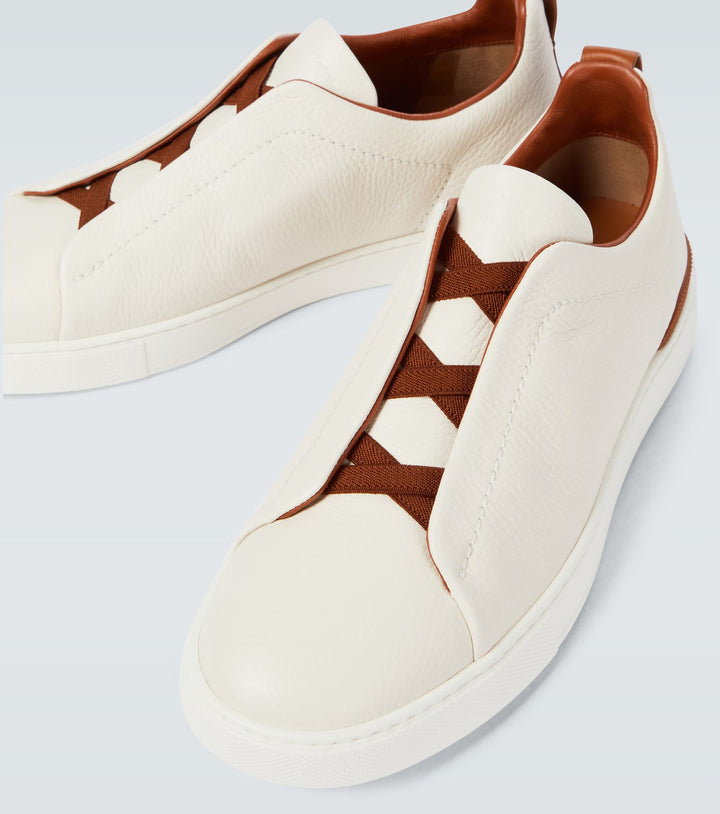 Zegna Triple Stitch leather sneakers WHITE TRIPLE STITCH