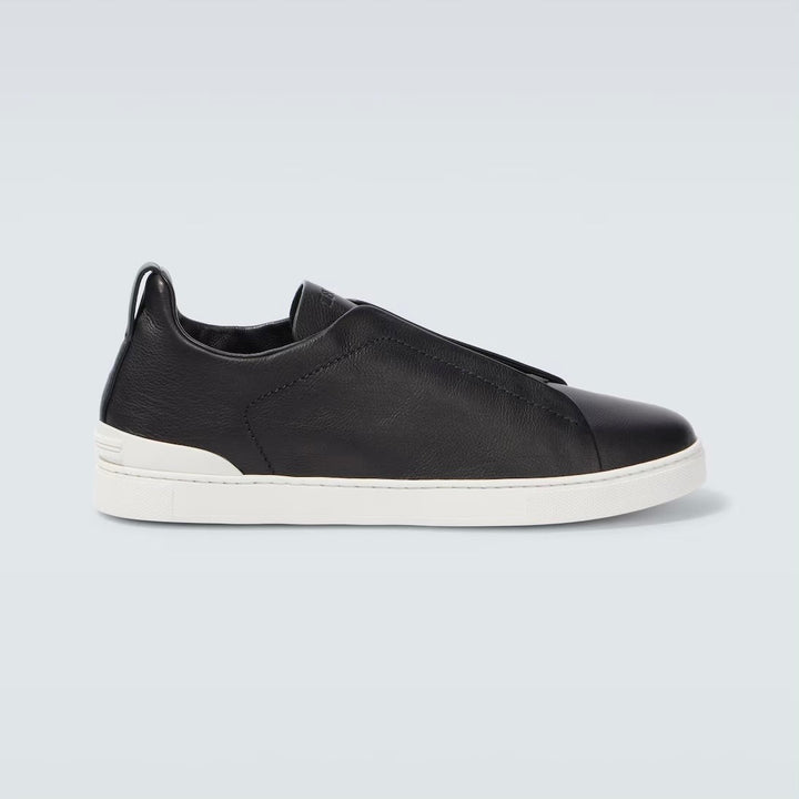 Zegna Triple Stitch leather sneakers BLACK SECONDSKIN TRIPLE STITCH