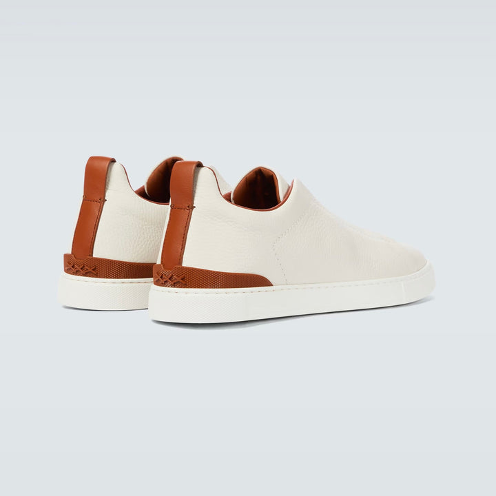 Zegna Triple Stitch leather sneakers WHITE TRIPLE STITCH