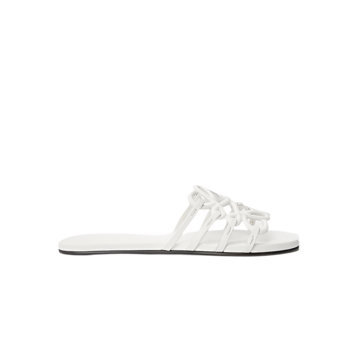 Loewe Petal Anagram leather slides 'All white'