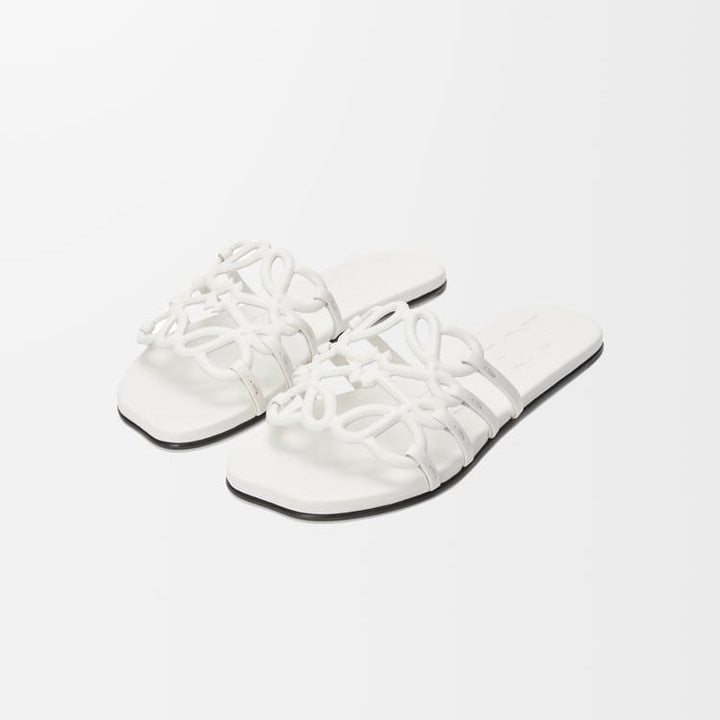 Loewe Petal Anagram leather slides 'All white'