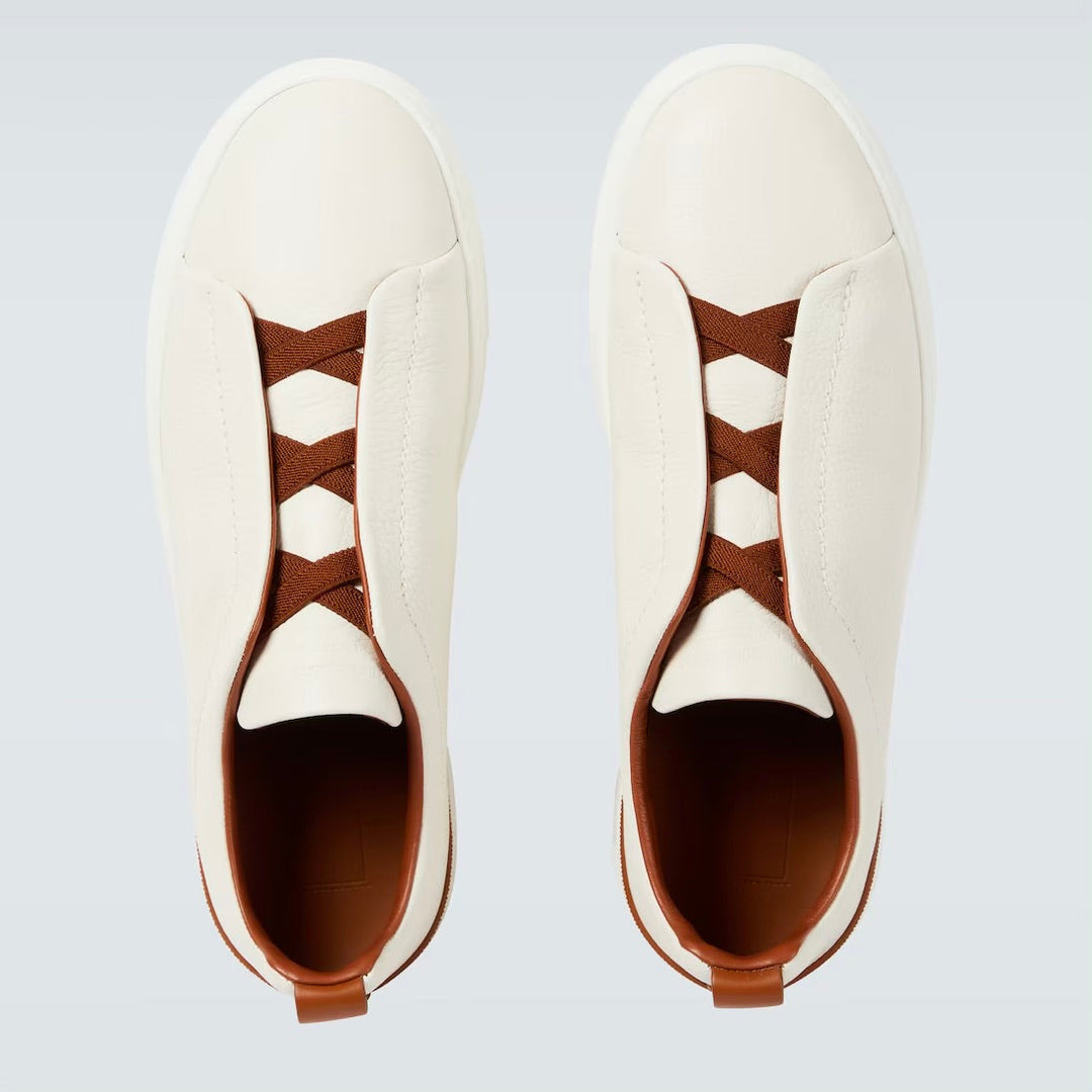 Zegna Triple Stitch leather sneakers WHITE TRIPLE STITCH