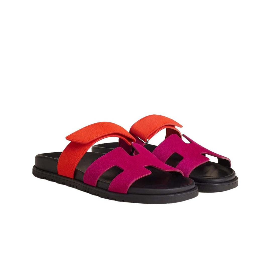 Hermès Chypre Sandals 'Rose Chapas / Orange Synthétique'